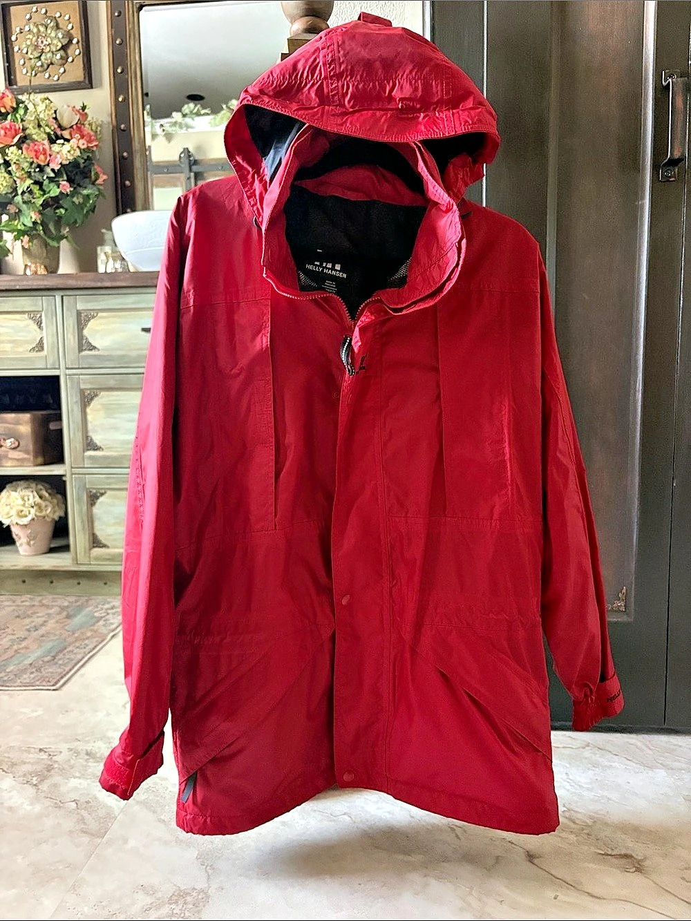 Helly Hansen Red Nylon Hooded Jacket Size Small